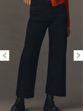 Anthropologie Maeve Colette High-Rise Crop Wide-Leg Jeans in black size 29